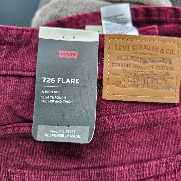 Levi's 726 Flare High Rise Pale Mauve Corduroy Flare Women's Jeans (32 x 32) - Picture 13 of 15